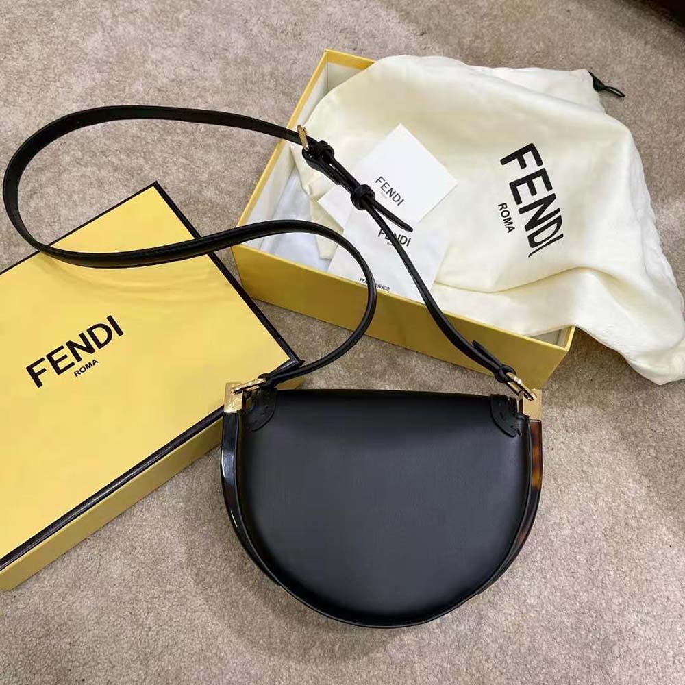 Fendi Women Moonlight Hand-Stitched Leather Satchel Bag-Black 3 Fendi Women Moonlight Hand-Stitched Leather Satchel Bag-Black - Image 3