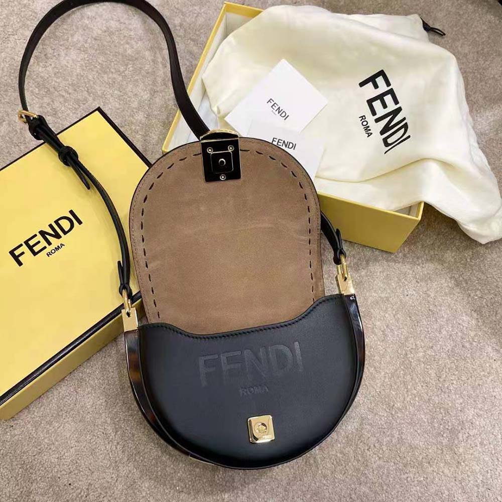 Fendi Women Moonlight Hand-Stitched Leather Satchel Bag-Black 6 Fendi Women Moonlight Hand-Stitched Leather Satchel Bag-Black - Image 6