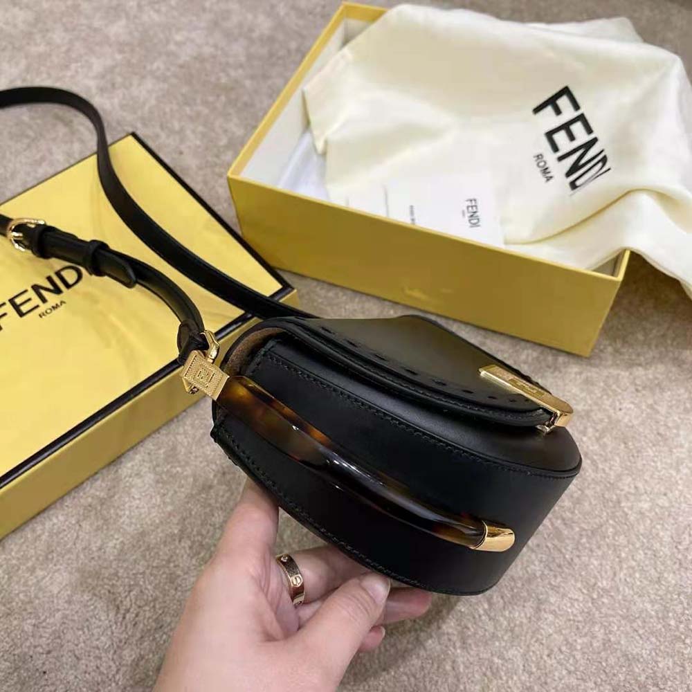 Fendi Women Moonlight Hand-Stitched Leather Satchel Bag-Black 5 Fendi Women Moonlight Hand-Stitched Leather Satchel Bag-Black - Image 5
