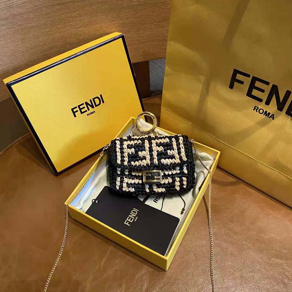 Fendi Women Nano Baguette Charm Black Raffia Charm 4 Fendi Women Nano Baguette Charm Black Raffia Charm - Image 4