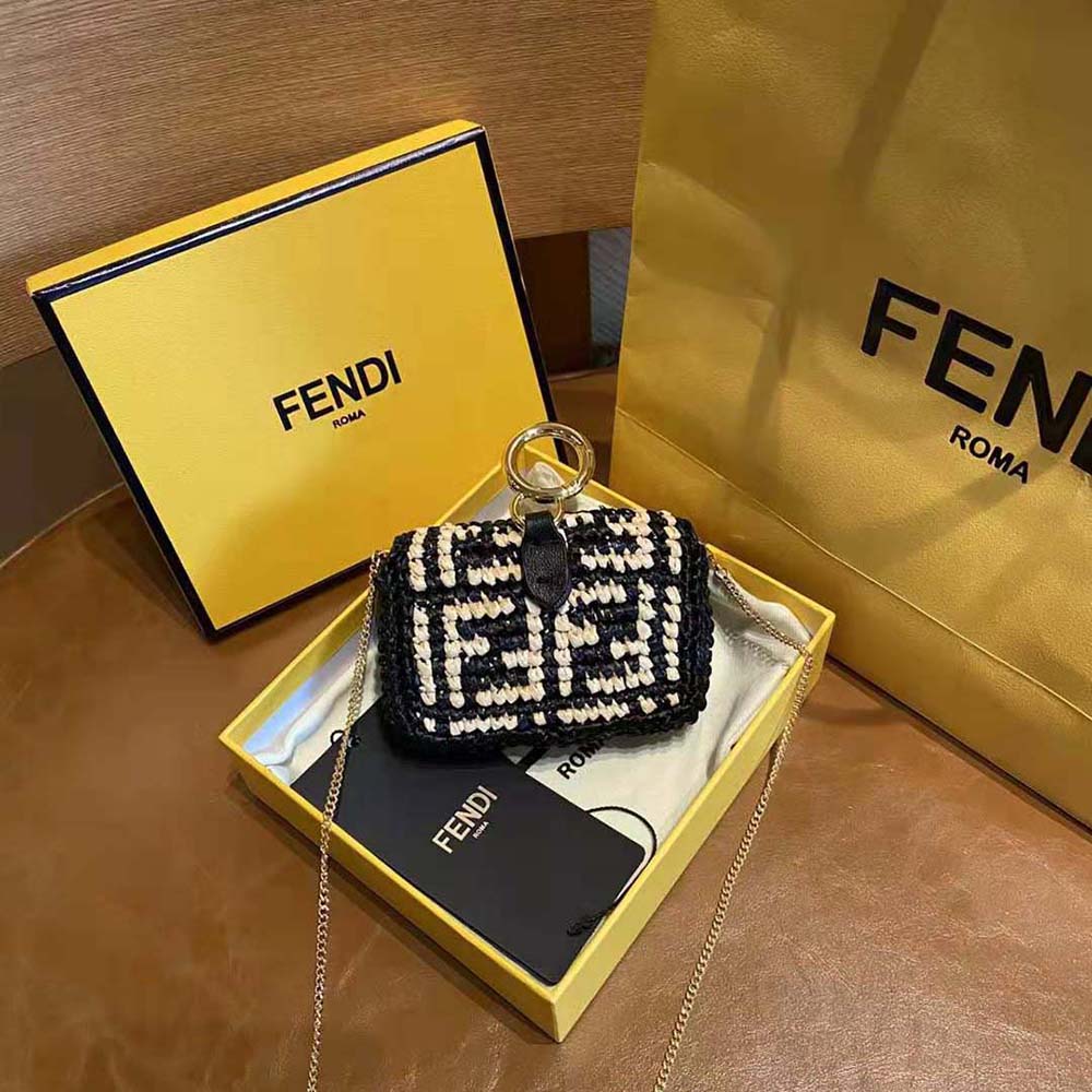 Fendi Women Nano Baguette Charm Black Raffia Charm 2 Fendi Women Nano Baguette Charm Black Raffia Charm - Image 2