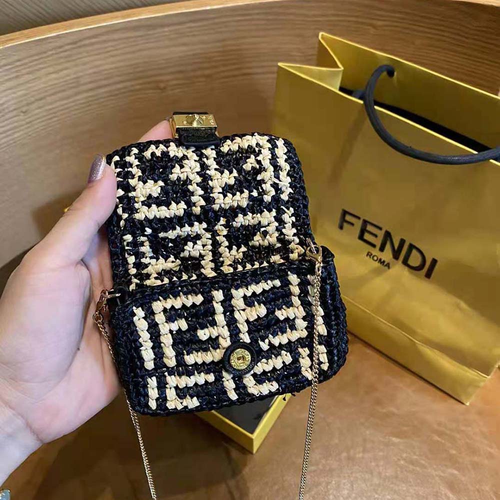 Fendi Women Nano Baguette Charm Black Raffia Charm 7 Fendi Women Nano Baguette Charm Black Raffia Charm - Image 7