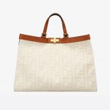Fendi Women Peekaboo X-Tote Embroidered Canvas Bag