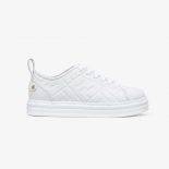 Fendi Women Shoes Fendi Rise White Leather Flatform Sneakers