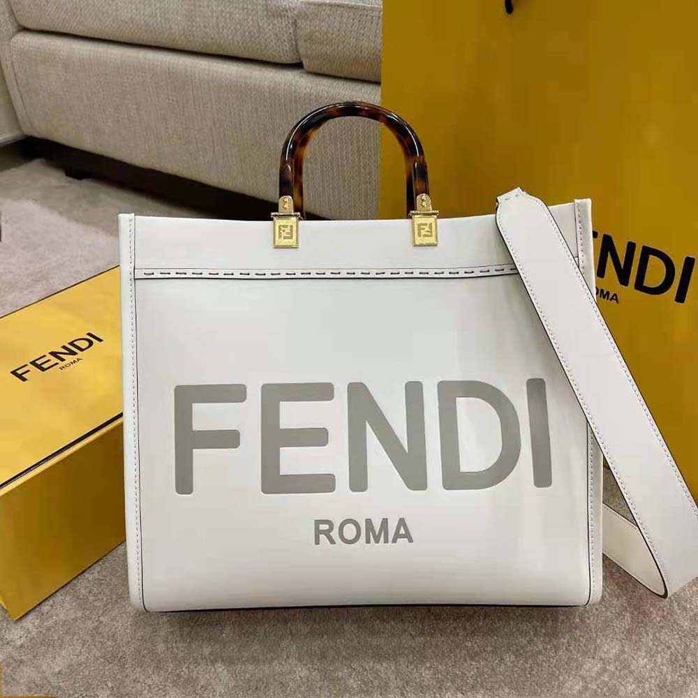 Fendi Sunshine Medium - White leather shopper