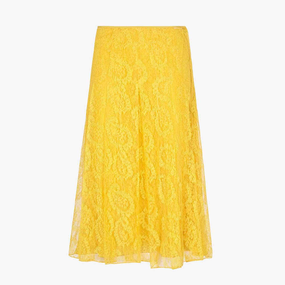Fendi Women Yellow Lace Skirt with The ABC of Femininity