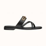 Hermes Women Claire Sandal in Calfskin Leather-Black