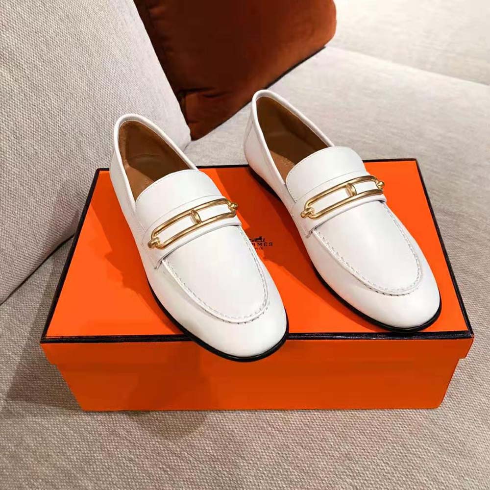 hermes loafers white