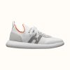 Hermes Women Crew Sneaker in Knit and Suede Goatskin-White