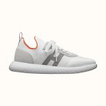 Hermes Women Crew Sneaker in Knit and Suede Goatskin-White
