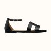 Hermes Women Santorini Sandal in Calfskin Leather-Black 5 Hermes Women Santorini Sandal in Calfskin Leather-Black