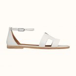 Hermes Women Santorini Sandal in Calfskin Leather-White