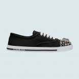 Miu Miu Women Cotton Gabardine Sneakers-Black