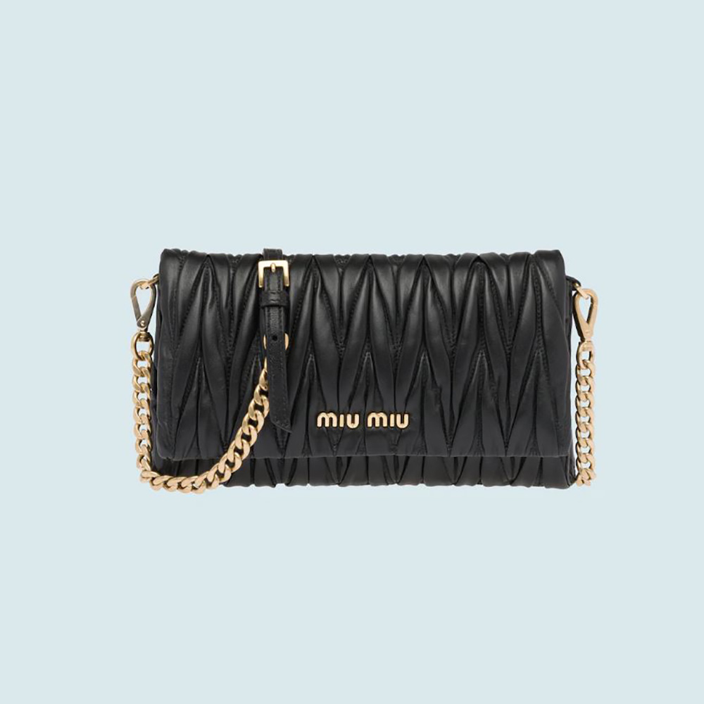 Miu Miu Women's 5BH175 Black Leather Chain Shoulder Bag