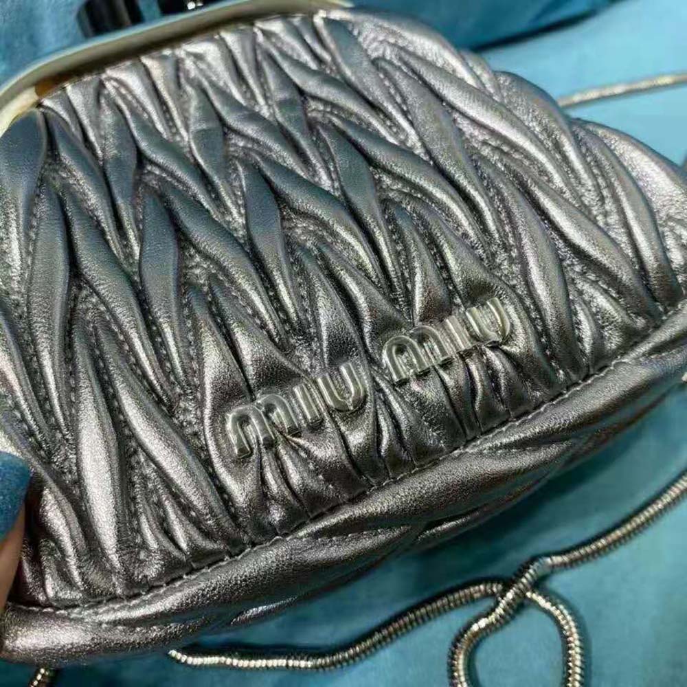 Miu Miu Women Miu Belle Nappa Leather Mini-Bag-Silver