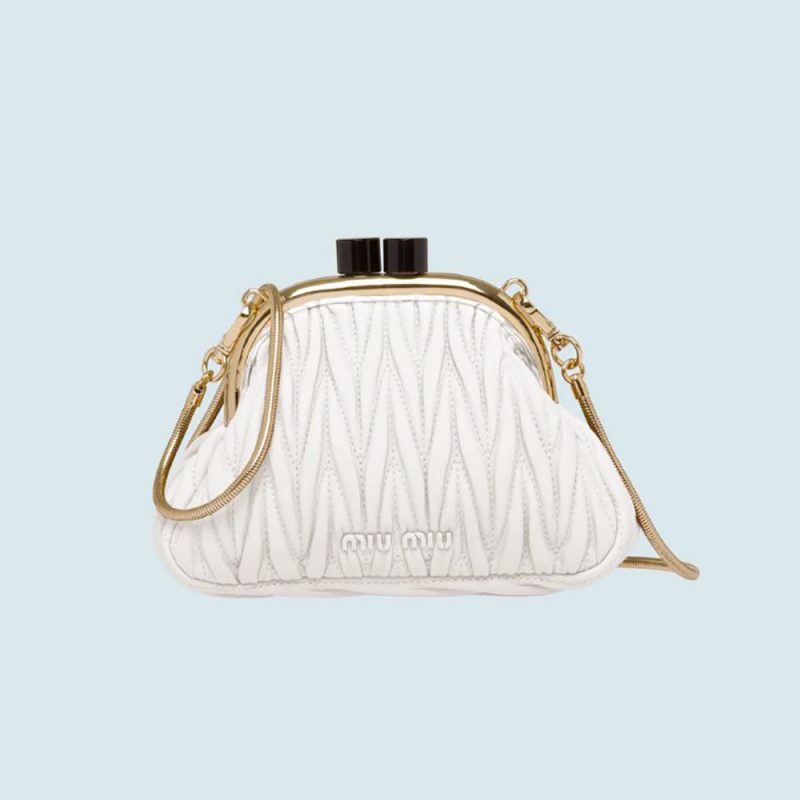 miu belle nappa leather clutch