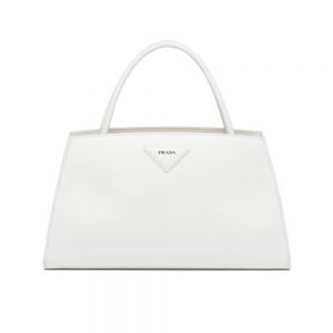 Prada Women Brushed Leather Handbag-white