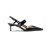 Prada Women Brushed Leather Slingbacks in 55mm Heel-Black