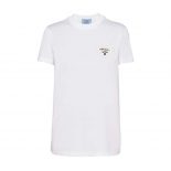 Prada Women Embroidered Jersey T-shirt-White