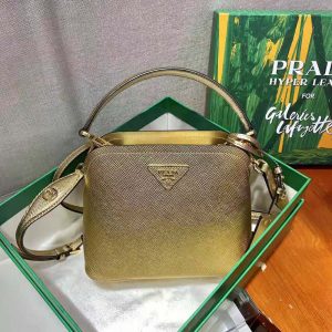 Prada Women Prada Matinee Micro Saffiano Leather Bag Gold