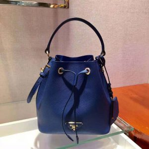 Prada Saffiano Leather Bucket Bag in Blue