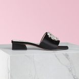 Roger Vivier Women RV Bouquet Strass Buckle Mules in Satin 2.5cm Heel