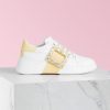 Roger Vivier Women Viv Skate Strass Buckle Sneakers in Soft Leather-Yellow