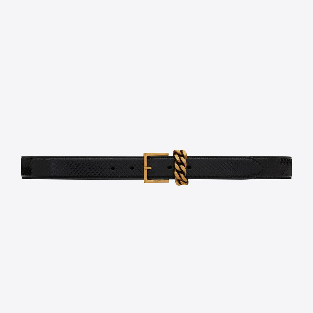 Saint Laurent YSL Women Chain-loop Narrow Belt with Square Buckle in ...