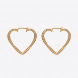 Saint Laurent YSL Women Smoking Twisted Heart Hoop Earrings in Metal and Crystal