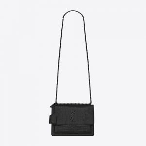 Saint Laurent YSL Women Sunset Medium in Crocodile Embossed Shiny Leather