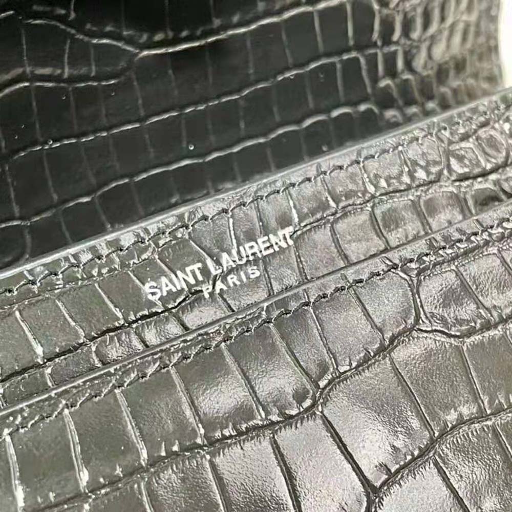 Saint Laurent YSL Women Sunset Medium in Crocodile Embossed Shiny Leather 8 Saint Laurent YSL Women Sunset Medium in Crocodile Embossed Shiny Leather - Image 8