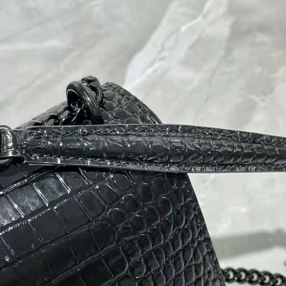 Saint Laurent YSL Women Sunset Medium in Crocodile Embossed Shiny Leather 7 Saint Laurent YSL Women Sunset Medium in Crocodile Embossed Shiny Leather - Image 7