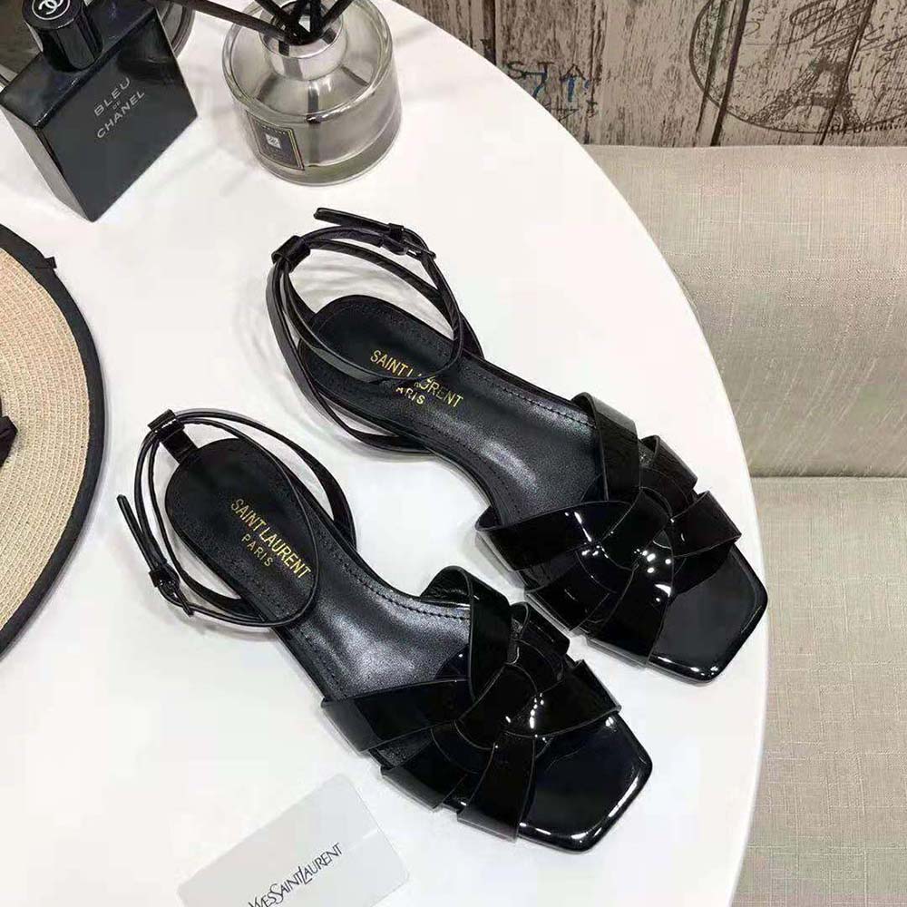 tribute flat sandals in patent leather