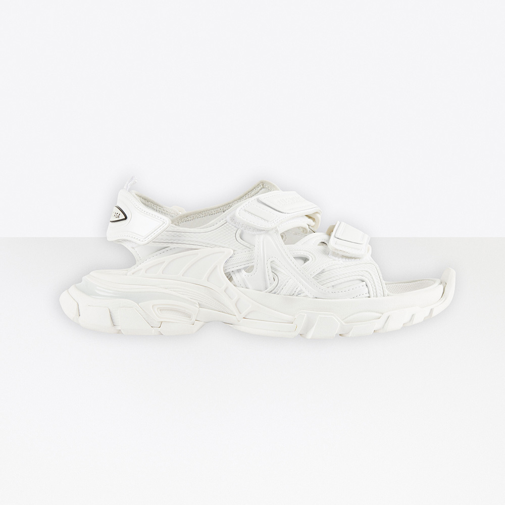 Balenciaga Women Track Sandal in White Neoprene and Rubber 1 Balenciaga Women Track Sandal in White Neoprene and Rubber