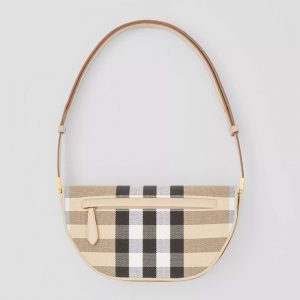 Burberry Women Small Check Canvas and Leather Olympia Bag