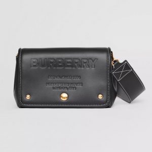 Burberry Women Small Horseferry Leather Crossbody Bag-Black