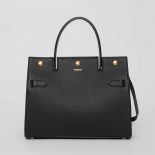 Burberry Women Small Leather Title Bag-Black