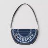Burberry Women Small Logo Graphic Denim and Leather Olympia Bag