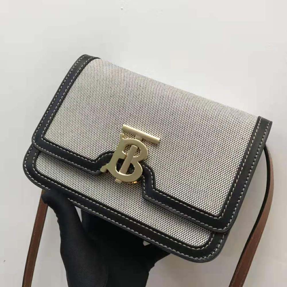 Burberry Women Small Tri-tone Canvas and Leather TB Bag-Black 3 Burberry Women Small Tri-tone Canvas and Leather TB Bag-Black - Image 3
