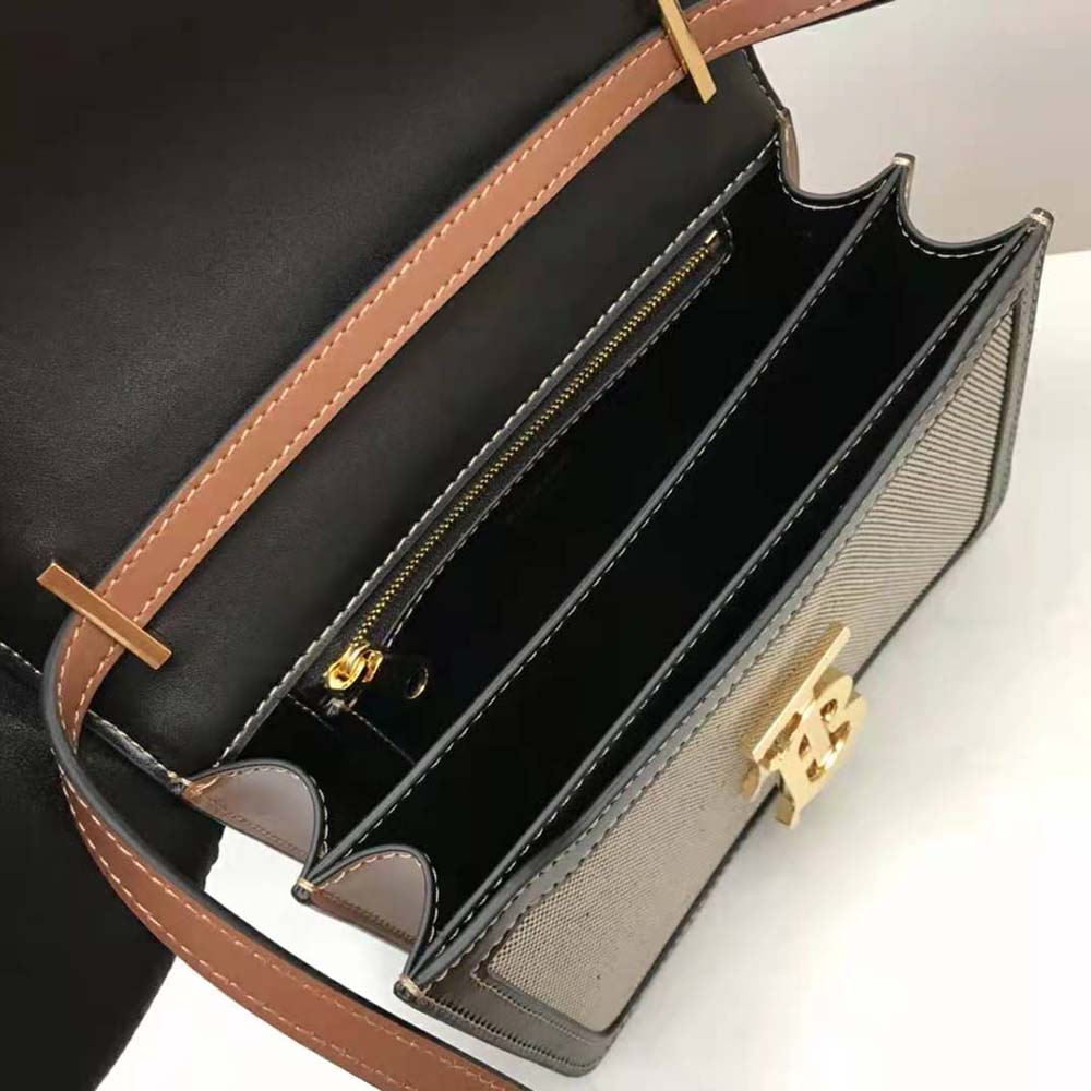 Burberry Women Small Tri-tone Canvas and Leather TB Bag-Black 8 Burberry Women Small Tri-tone Canvas and Leather TB Bag-Black - Image 8