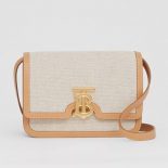 Burberry Women Small Two-tone Canvas and Leather TB Bag-Yellow