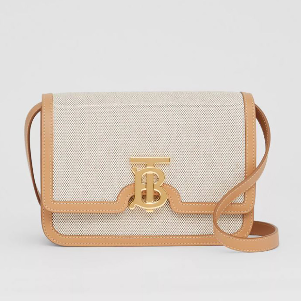 Burberry small two-tone canvas and leather TB bag replica