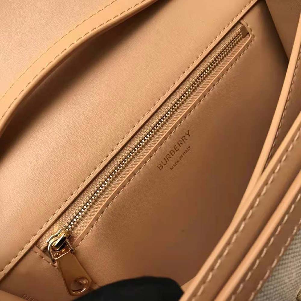 Burberry Women Small Two-tone Canvas and Leather TB Bag-Yellow 9 Burberry Women Small Two-tone Canvas and Leather TB Bag-Yellow - Image 9