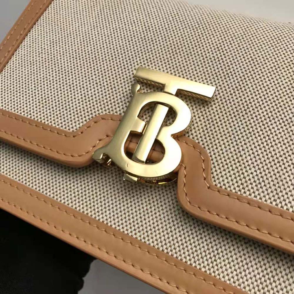 Burberry Women Small Two-tone Canvas and Leather TB Bag-Yellow 10 Burberry Women Small Two-tone Canvas and Leather TB Bag-Yellow - Image 10
