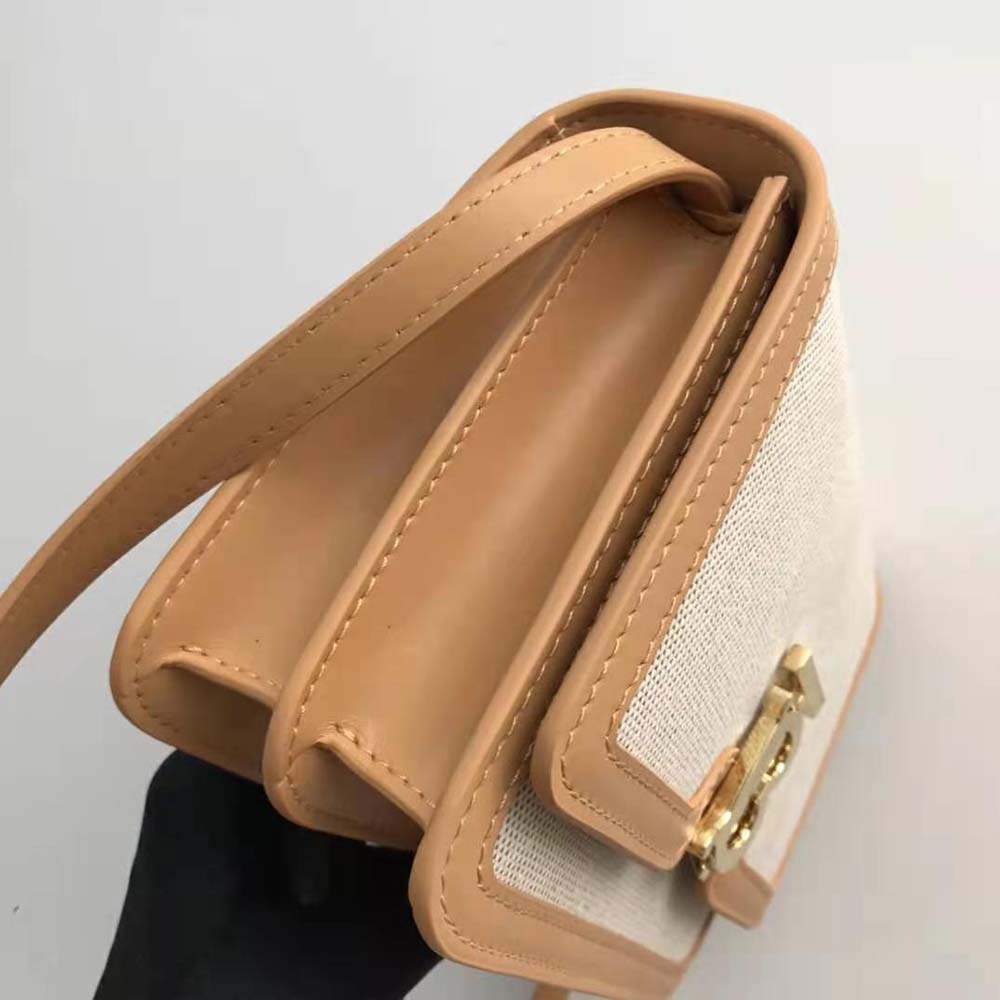Burberry Women Small Two-tone Canvas and Leather TB Bag-Yellow 6 Burberry Women Small Two-tone Canvas and Leather TB Bag-Yellow - Image 6