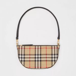 Burberry Women Vintage Check Cotton Olympia Pouch-Brown
