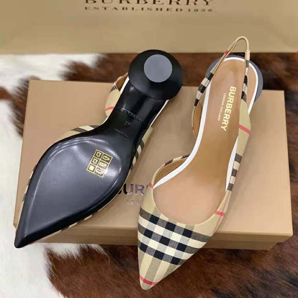 Burberry Women Vintage Check Slingback Pumps