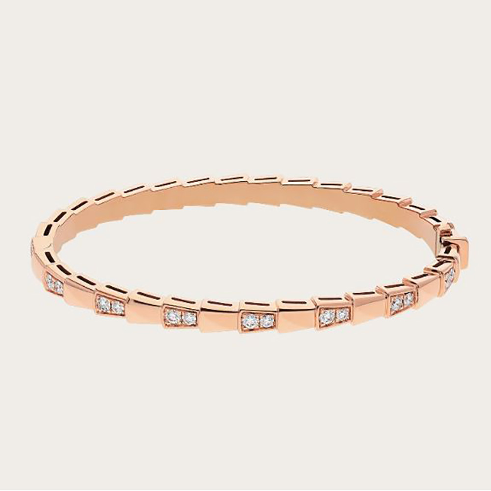 Bvlgari Women Serpenti Viper 18 KT Rose Gold Bracelet Set with Demi ...