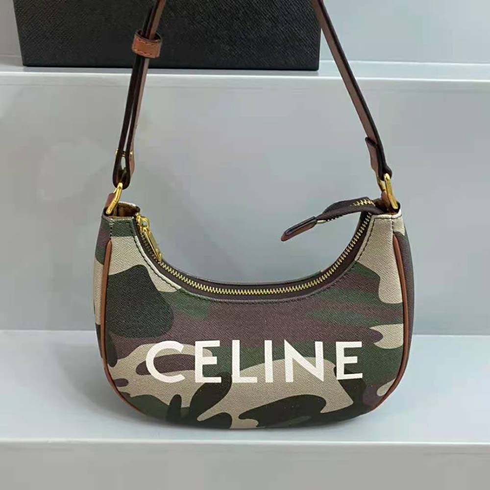 Celine Women AVA Bag in Canvas with Camouflage and Celine Print