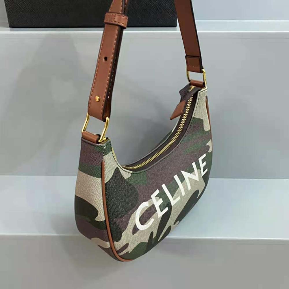 Celine Women AVA Bag in Canvas with Camouflage and Celine Print